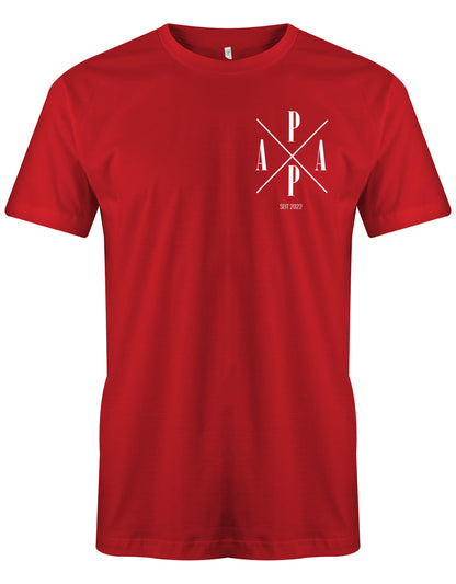 Papa Shirt Minimal seit Dein Wunschjahr personalisiert mit Geburtsjahr vom Kind myShirtStore Rot