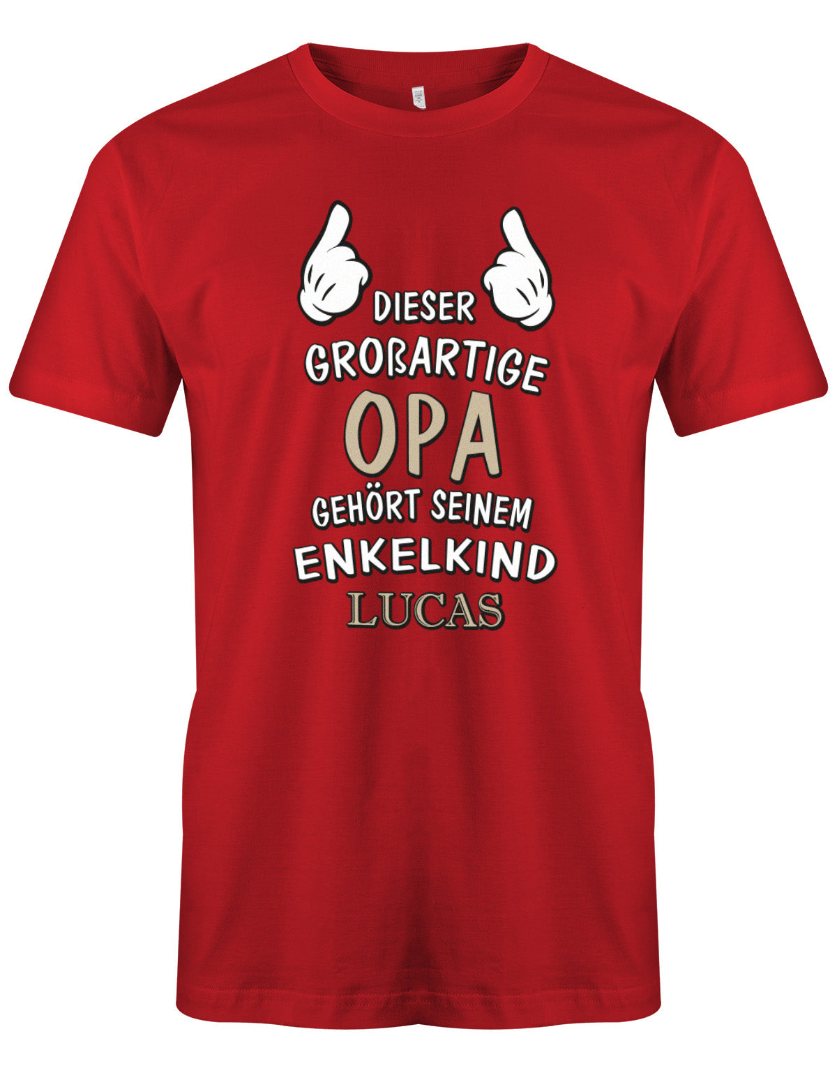 Opa Shirt personalisiert - Dieser großartige Opa gehört seinen Enkelkind. Mit Namen vom Enkelkind. Rot