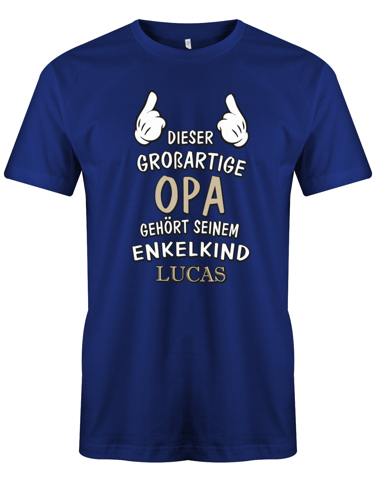 Opa Shirt personalisiert - Dieser großartige Opa gehört seinen Enkelkind. Mit Namen vom Enkelkind. Royalblau