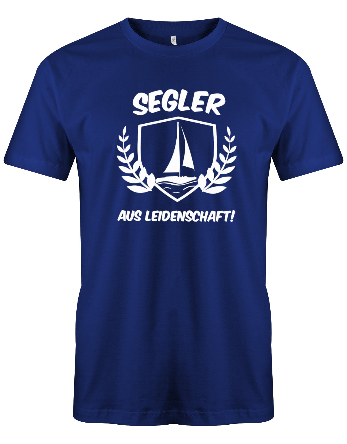Das Segler t-shirt bedruckt mit "Segler aus Leidenschaft mit Segelboot" Royalblau