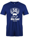 Lustiges T-Shirt zum 50 Geburtstag für den Mann Bedruckt mit 50 coole alte Sau mit Wunschname. Royalblau