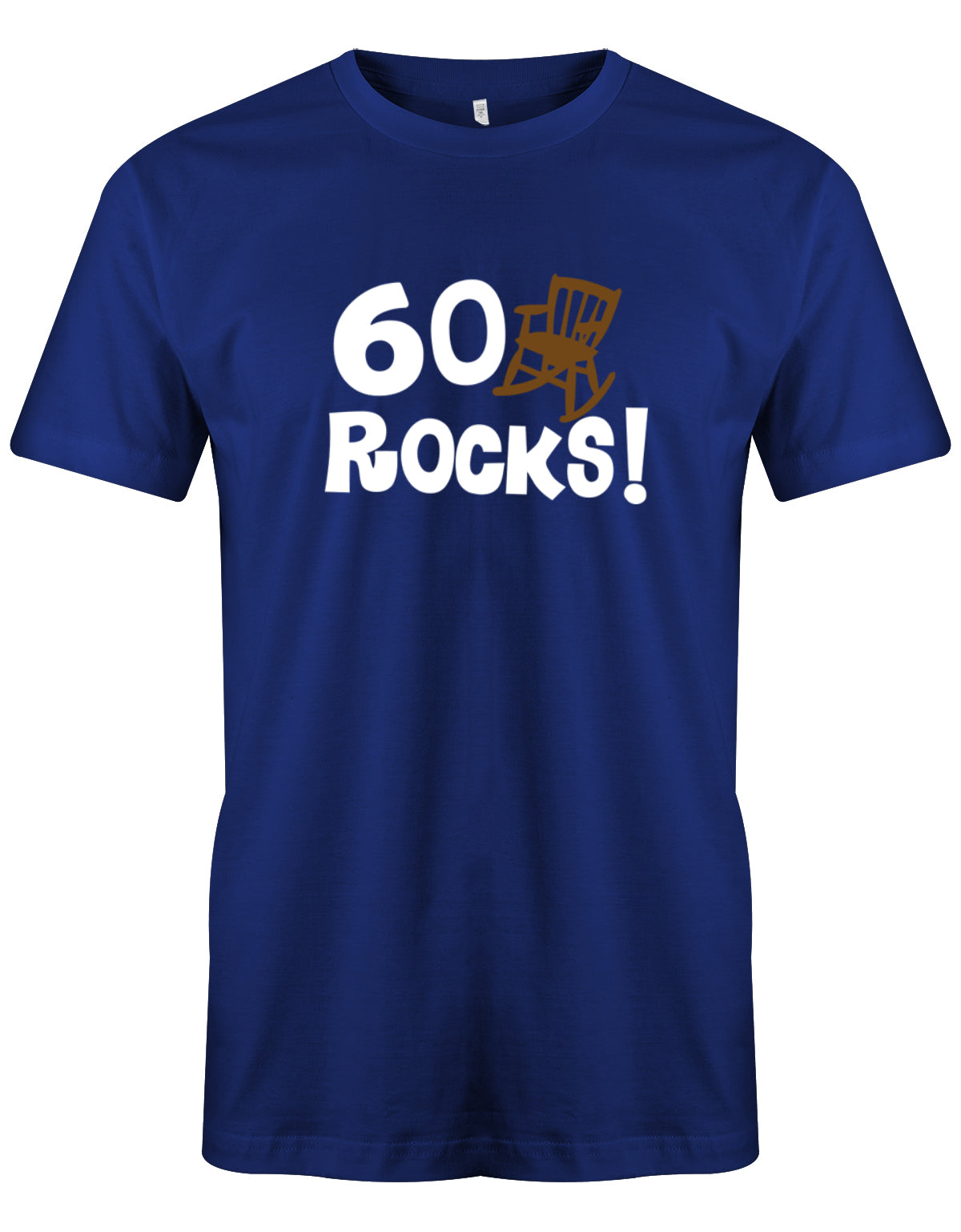 Lustiges T-Shirt zum 60. Geburtstag für den Mann Bedruckt mit 60 Rocks! Schaukelstuhl Royalblau