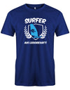 Das lustige Surfer t-shirt bedruckt mit "Surfer Aus Leidenschaft mit Surfer und Hibiskus Segel. Royalblau