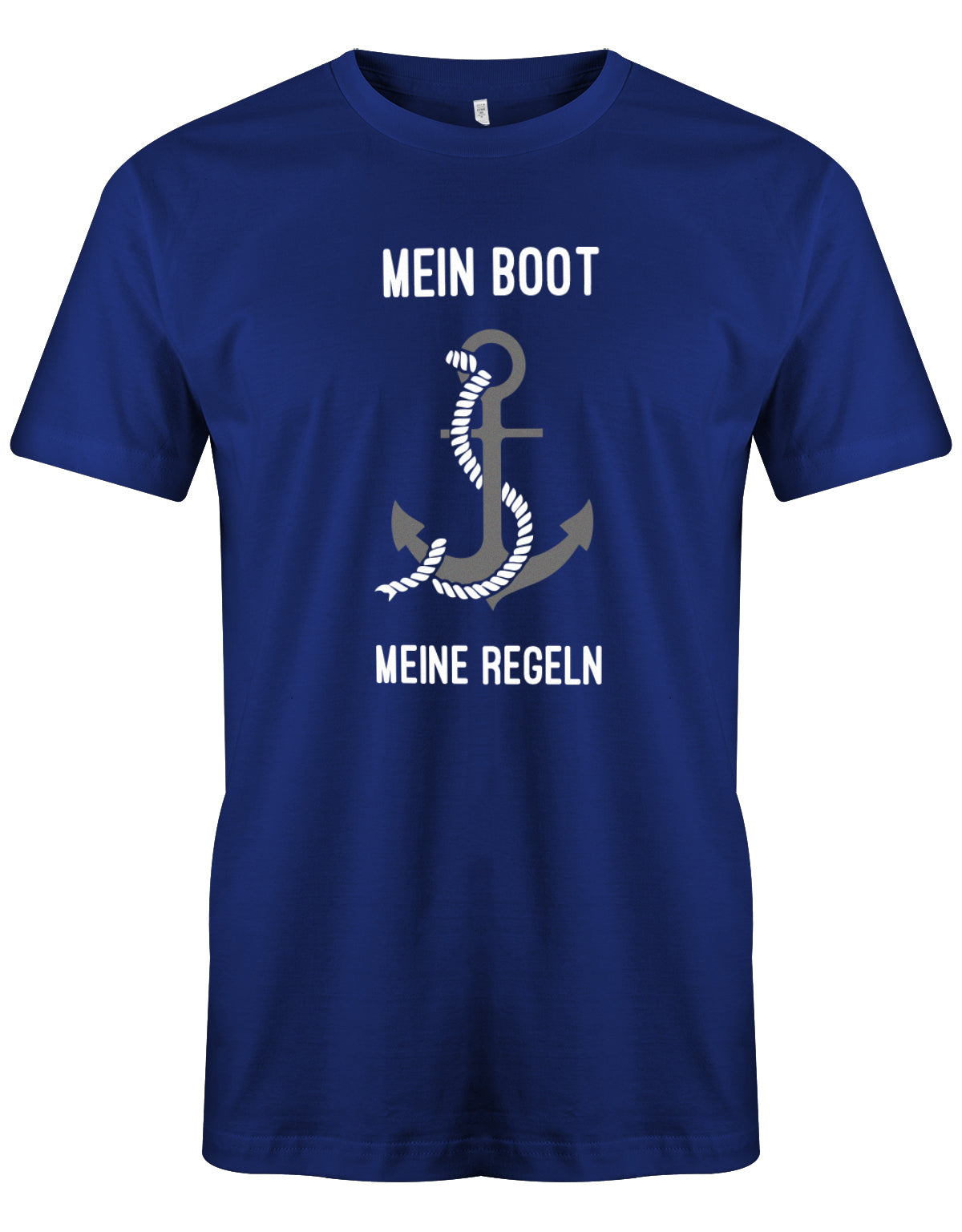 Das lustige Segler t-shirt bedruckt mit "Mein Boot, Meine Regeln, mit Anker". Royalblau