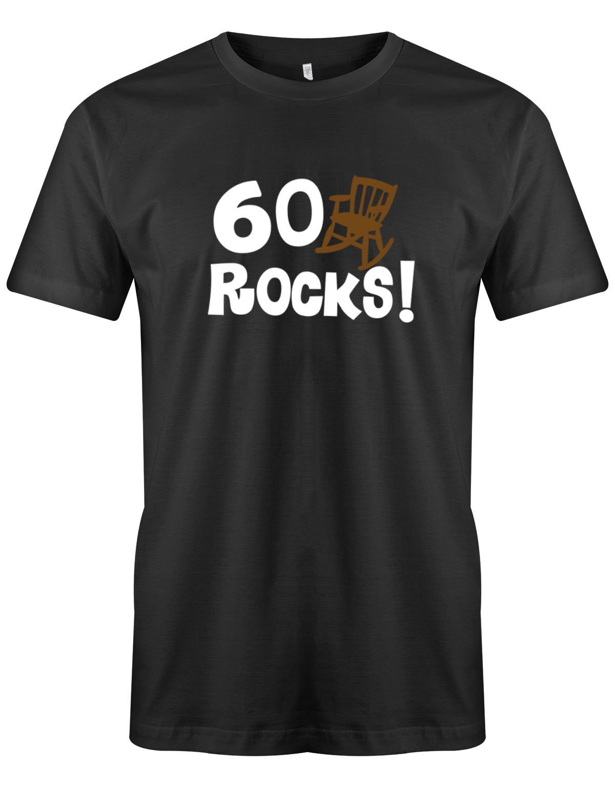 Lustiges T-Shirt zum 60. Geburtstag für den Mann Bedruckt mit 60 Rocks! Schaukelstuhl Schwarz