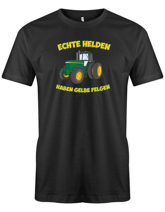 Landwirtschaft Shirt Männer - Echte Helden haben Gelbe Felgen - Traktor Schwarz