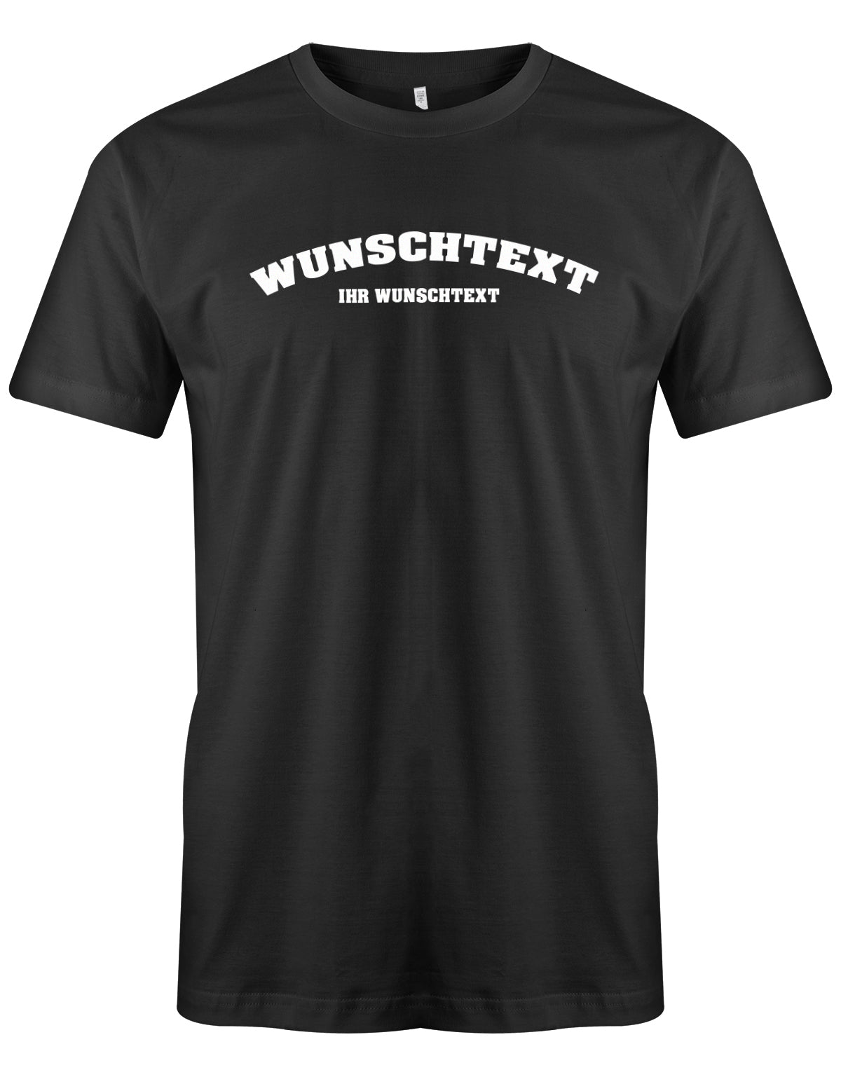 Männer Tshirt mit Wunschtext.  Abgerundeter Text im Collage-Style. Schwarz