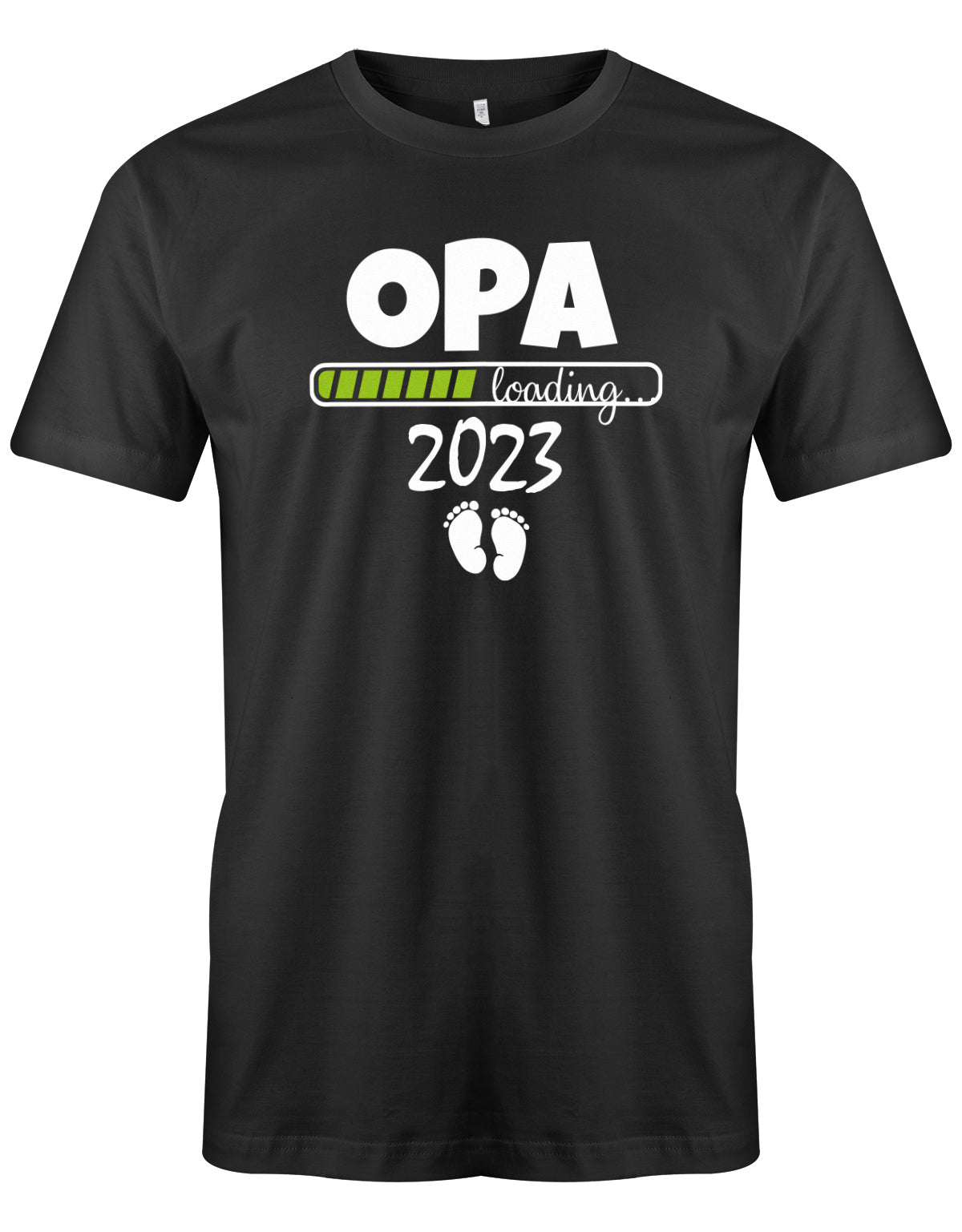Opa T-Shirt Spruch für werdenden Opa - Opa Loading 2023 Balken lädt. Fußabdrücke Baby. Schwarz