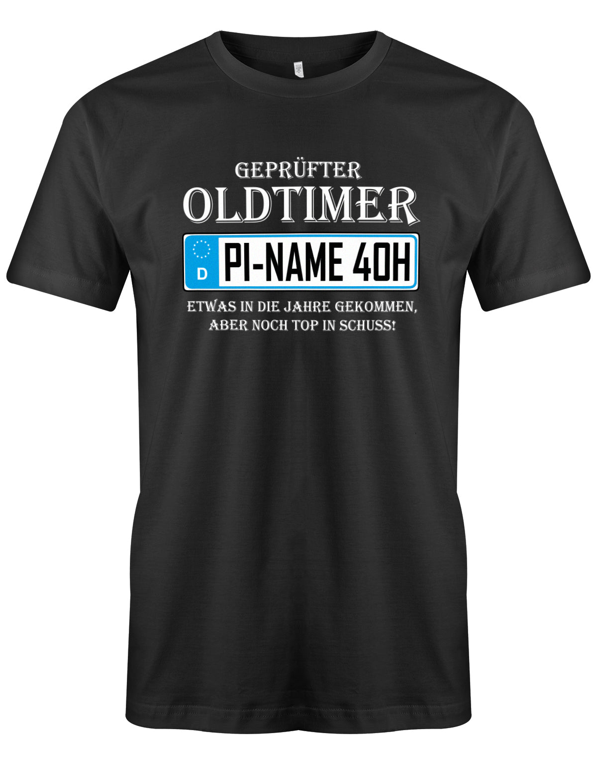 Geprüfter Oldtimer mit Stadt Name und 40H Kennzeichen - T-Shirt 40 Geburtstag Männer myShirtStore Schwarz