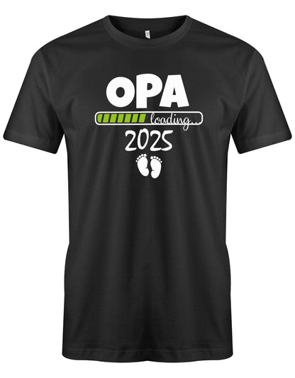 Opa T-Shirt Spruch für werdenden Opa - Opa Loading 2025 Balken lädt. Fußabdrücke Baby. Schwarz