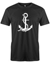 Das Segler t-shirt bedruckt mit "Anker und Tau für alle Seeleute". Schwarz