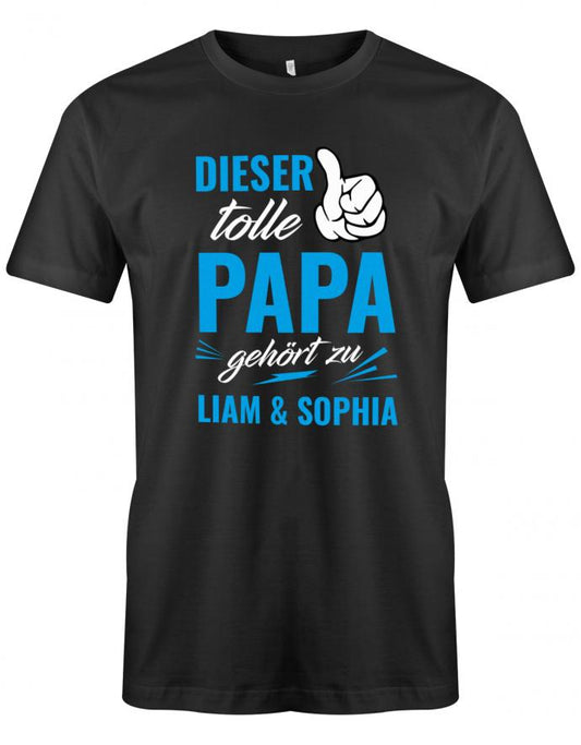 Dieser tolle Papa gehört zu mit Wunschname - Papa Shirt Herren Schwarz