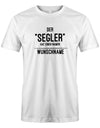 Das Segler t-shirt bedruckt mit "Der Segler hat einen Namen - personalisiert mit Wunschname". Weiss