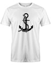 Das Segler t-shirt bedruckt mit "Anker und Tau für alle Seeleute". Weiss