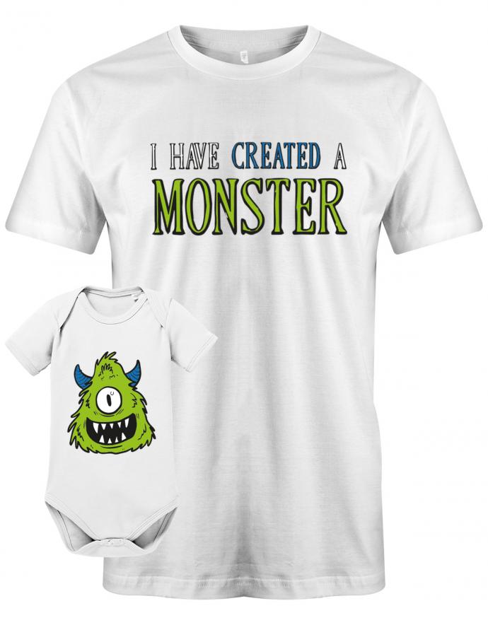 I have created a Monster - Monster - Partnerlook - Papa T-Shirt - Baby Body - Set Papa Kind Weiss