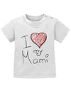 Mama Spruch Baby Shirt. I love my Mami mit Herzchen. Hochwertiger Druck - wie selbst gemalt vom Baby. Weiss
