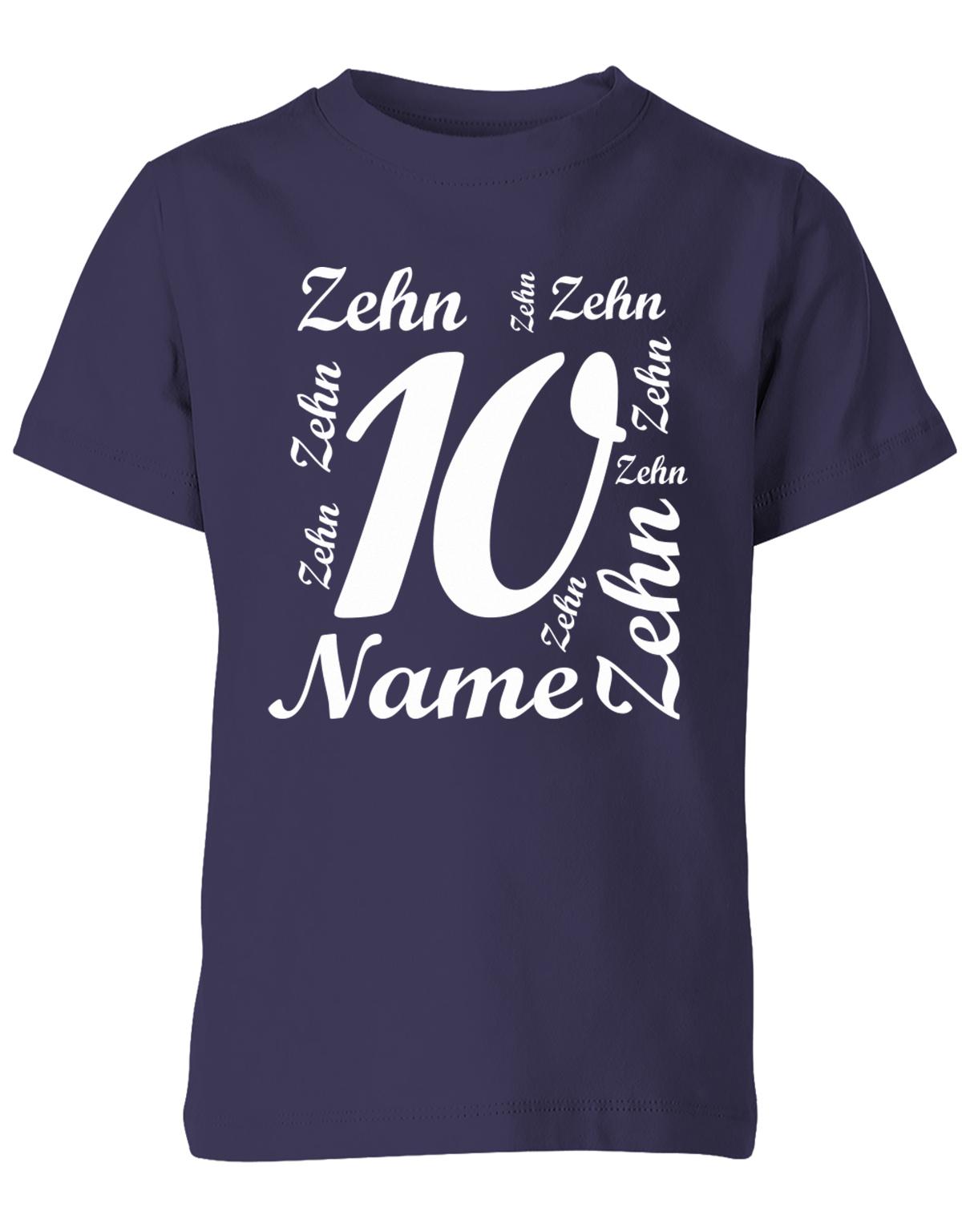 ich-bin-10-viele-zehnen-mit-name-geburtstag-kinder-shirt-navy