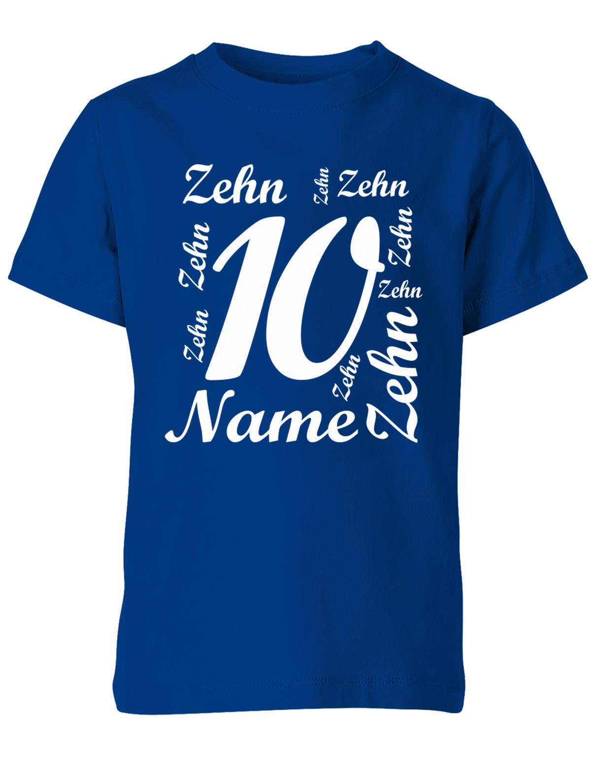 ich-bin-10-viele-zehnen-mit-name-geburtstag-kinder-shirt-royalblau