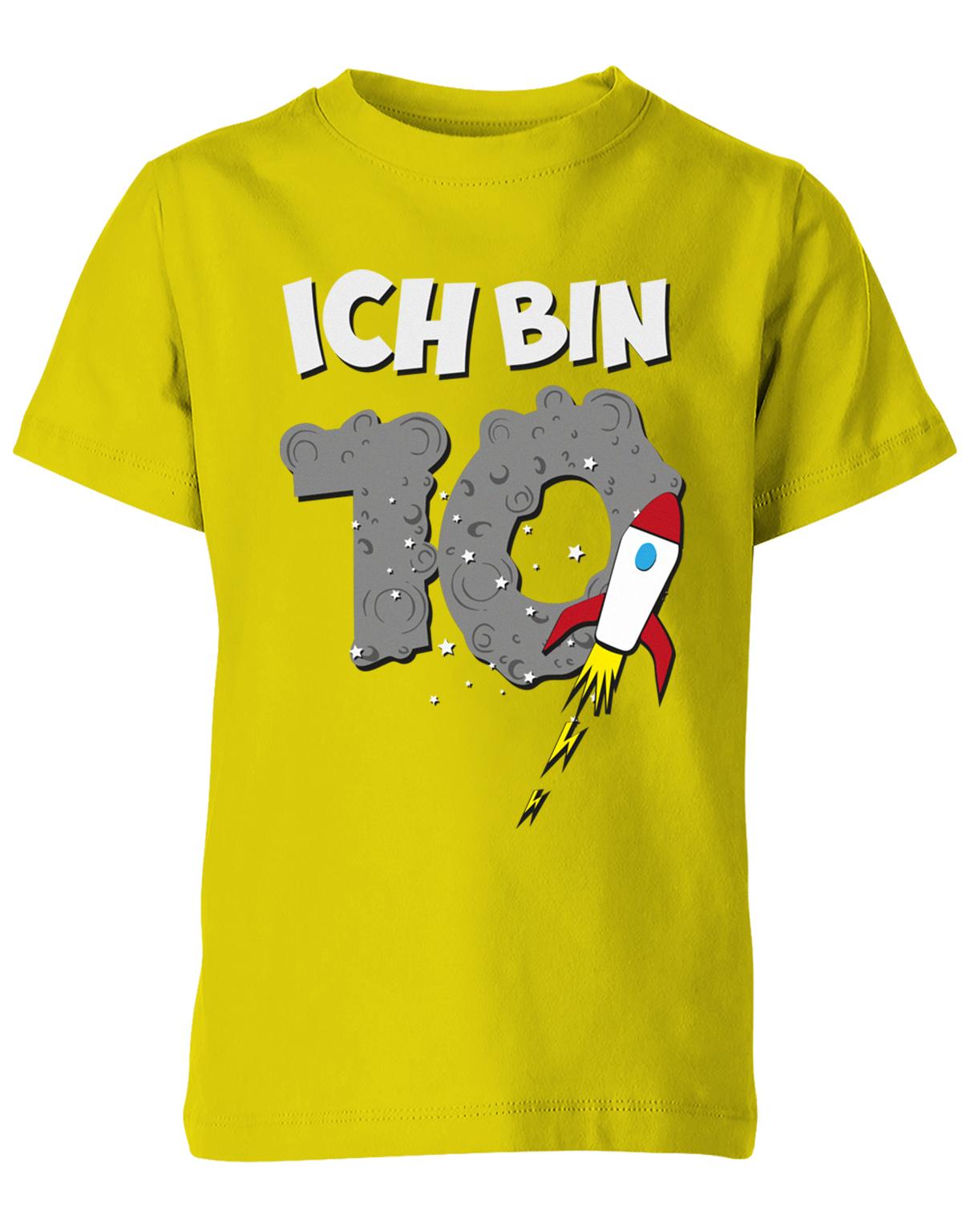 T-Shirt 10 Geburtstag Weltraum Weltall Rakete Astronaut für Junge und Mädchen Gelb