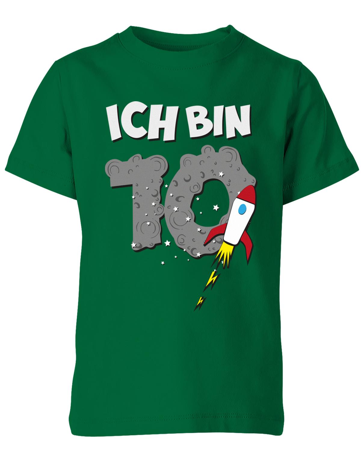 T-Shirt 10 Geburtstag Weltraum Weltall Rakete Astronaut für Junge und Mädchen Grün