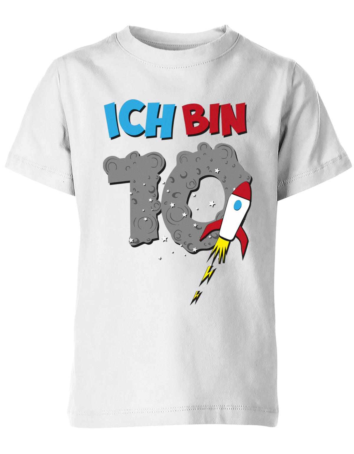 T-Shirt 10 Geburtstag Weltraum Weltall Rakete Astronaut für Junge und Mädchen Weiss