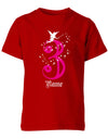 T-Shirt 3 Geburtstag Fee mit Glitzersternchen personalisierbar mit Name für Mädchen Rot