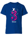 T-Shirt 3 Geburtstag Fee mit Glitzersternchen personalisierbar mit Name für Mädchen Royalblau