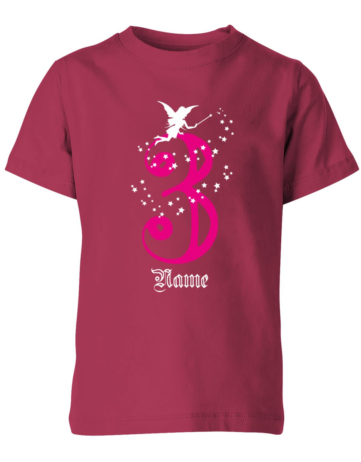 T-Shirt 3 Geburtstag Fee mit Glitzersternchen personalisierbar mit Name für Mädchen Sorbet