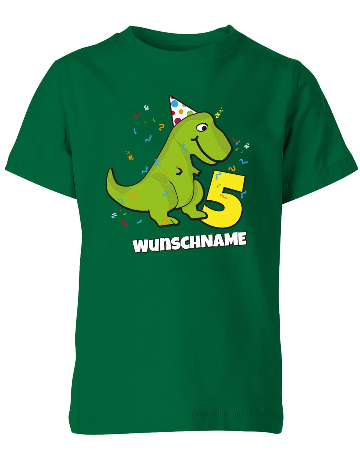 ich-bin-5-Dinosaurier-t-rex-wunschname-geburtstag-kinder-shirt-gruen