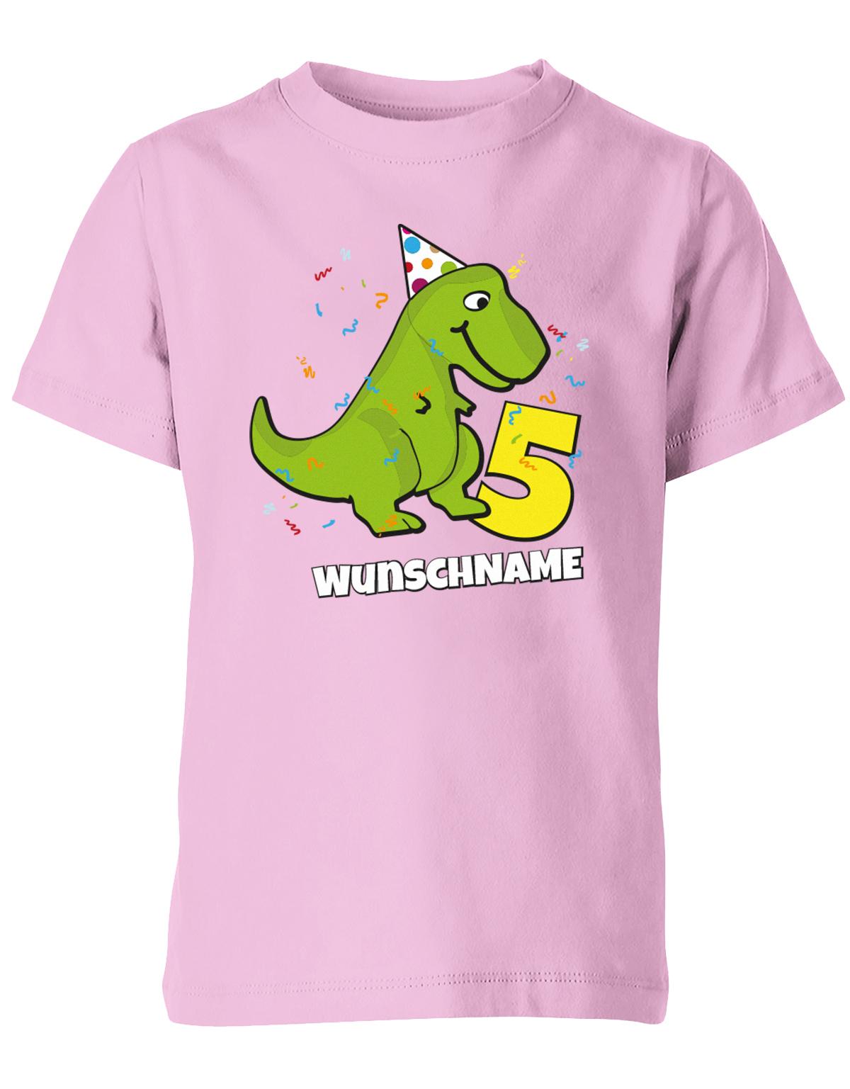 ich-bin-5-Dinosaurier-t-rex-wunschname-geburtstag-kinder-shirt-rosa