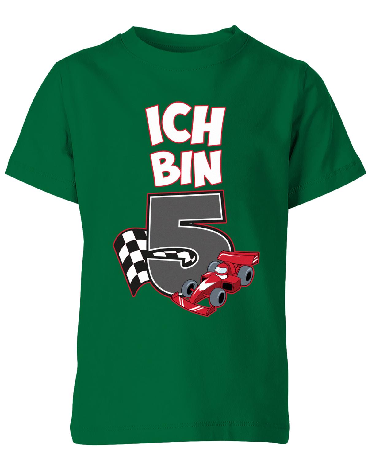 ich-bin-5-autorennen-rennwagen-geburtstag-rennfahrer-kinder-shirt-gruen