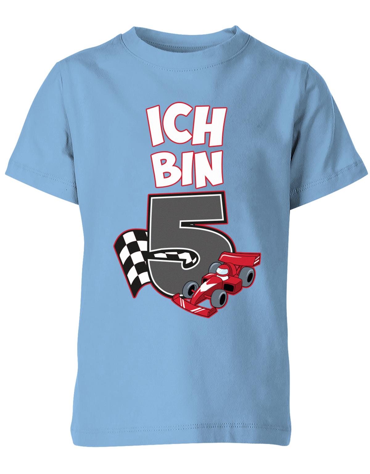 ich-bin-5-autorennen-rennwagen-geburtstag-rennfahrer-kinder-shirt-hellblau