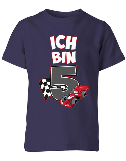 ich-bin-5-autorennen-rennwagen-geburtstag-rennfahrer-kinder-shirt-navy