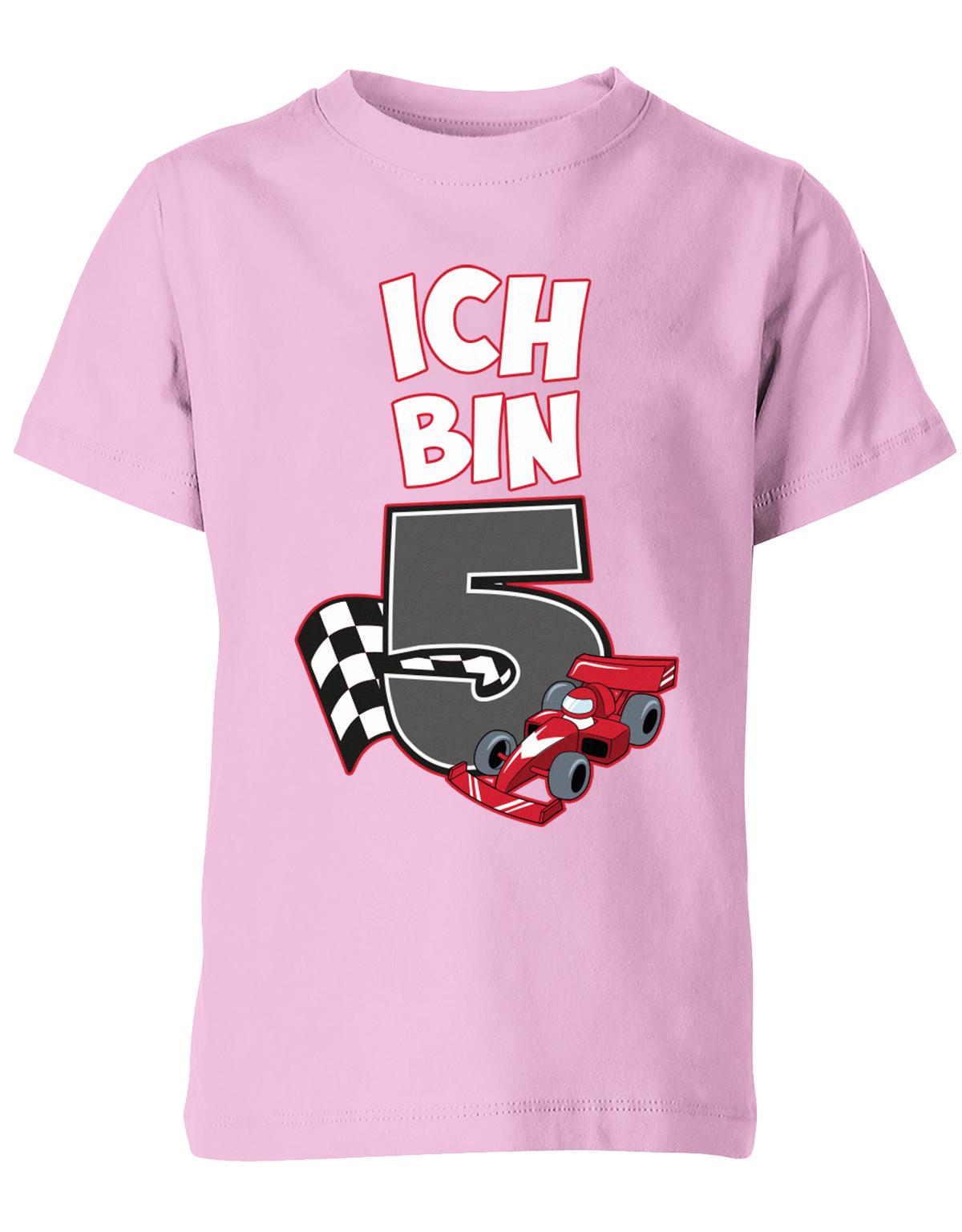 ich-bin-5-autorennen-rennwagen-geburtstag-rennfahrer-kinder-shirt-rosa