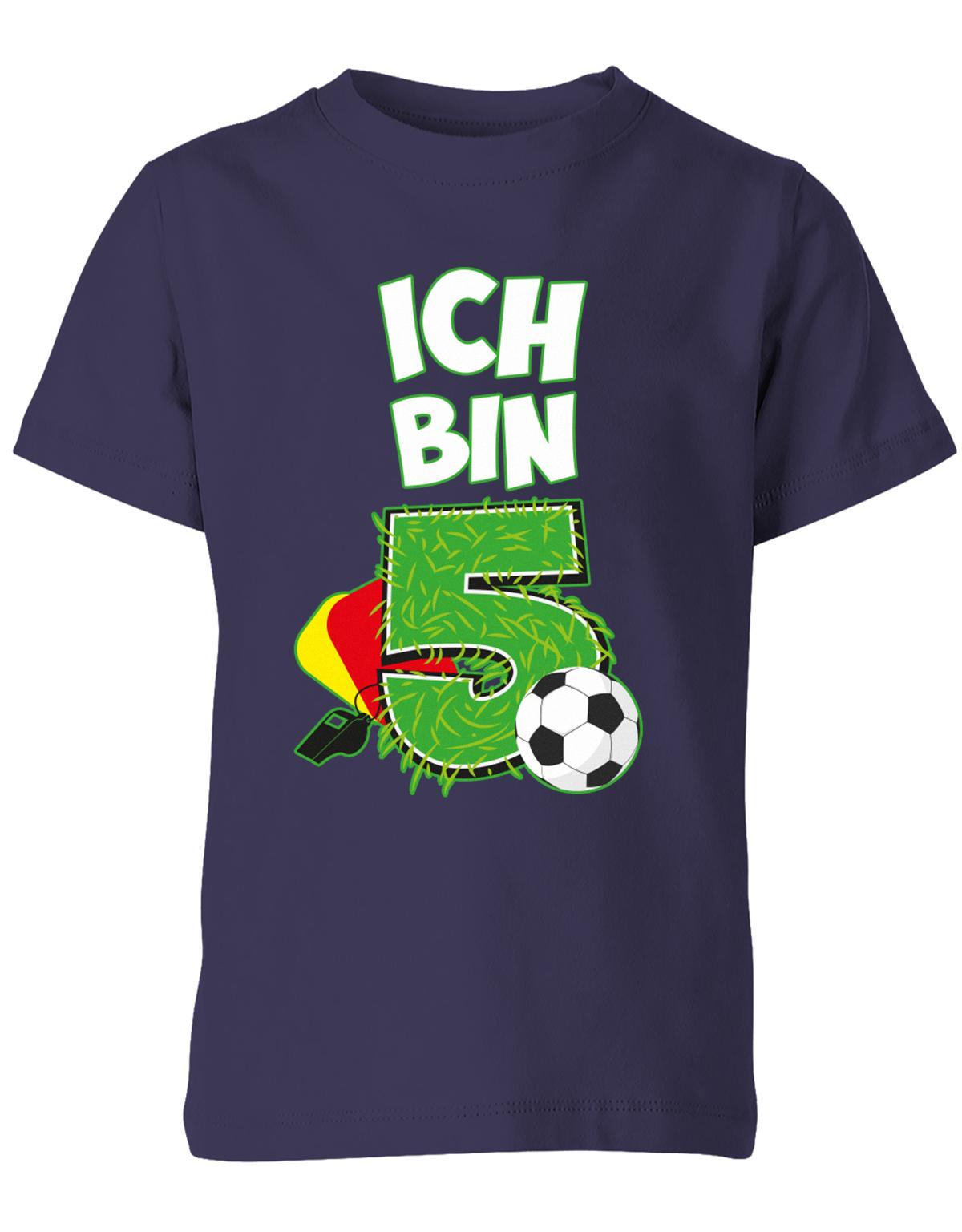 ich-bin-5-fussball-rote-gelbe-karte-geburtstag-fussballer-shirt-kinder-shirt-navy