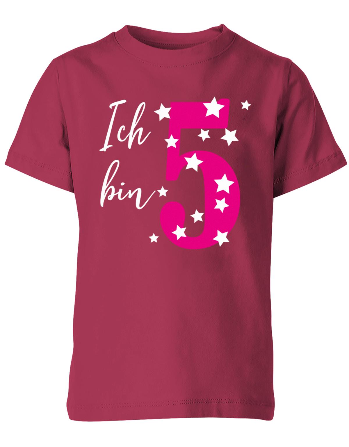 T-Shirt 5 Geburtstag ich bin 5 in Pink mit Sterne verziert für Mädchen Sorbet