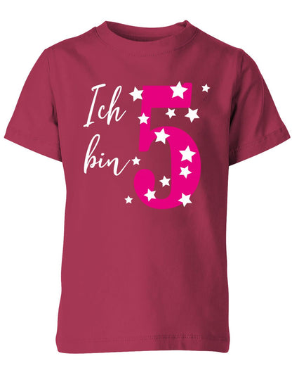 T-Shirt 5 Geburtstag ich bin 5 in Pink mit Sterne verziert für Mädchen Sorbet