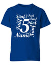 ich-bin-5-viele-fuenfen-mit-name-geburtstag-kinder-shirt-royalblau