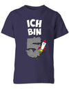 ich-bin-5-weltraum-rakete-planet-geburtstag-kinder-shirt-navy