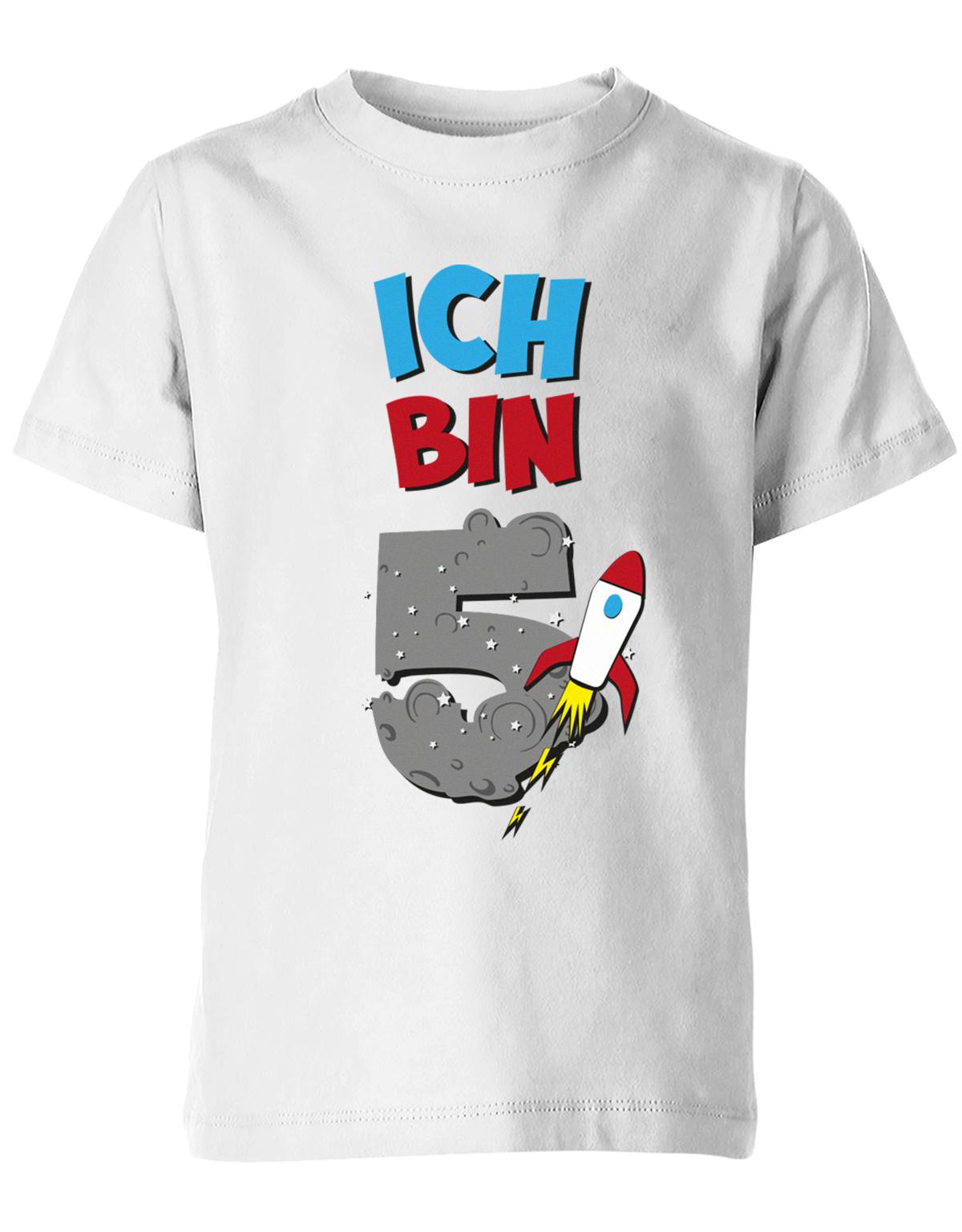ich-bin-5-weltraum-rakete-planet-geburtstag-kinder-shirt-weiss