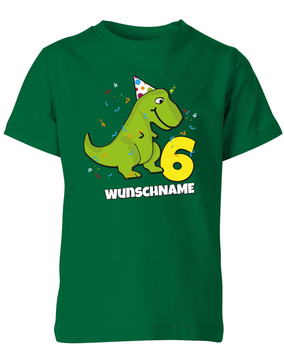 ich-bin-6-Dinosaurier-t-rex-wunschname-geburtstag-kinder-shirt-gruen