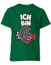 ich-bin-6-autorennen-rennwagen-geburtstag-rennfahrer-kinder-shirt-gruen