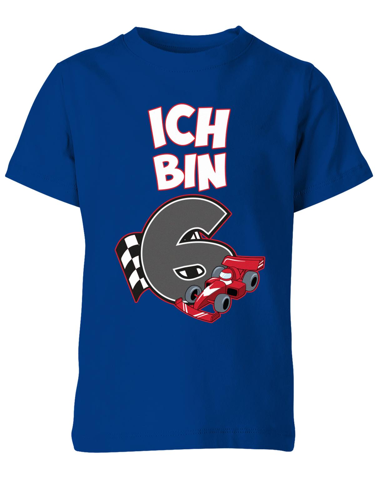 ich-bin-6-autorennen-rennwagen-geburtstag-rennfahrer-kinder-shirt-royalblau