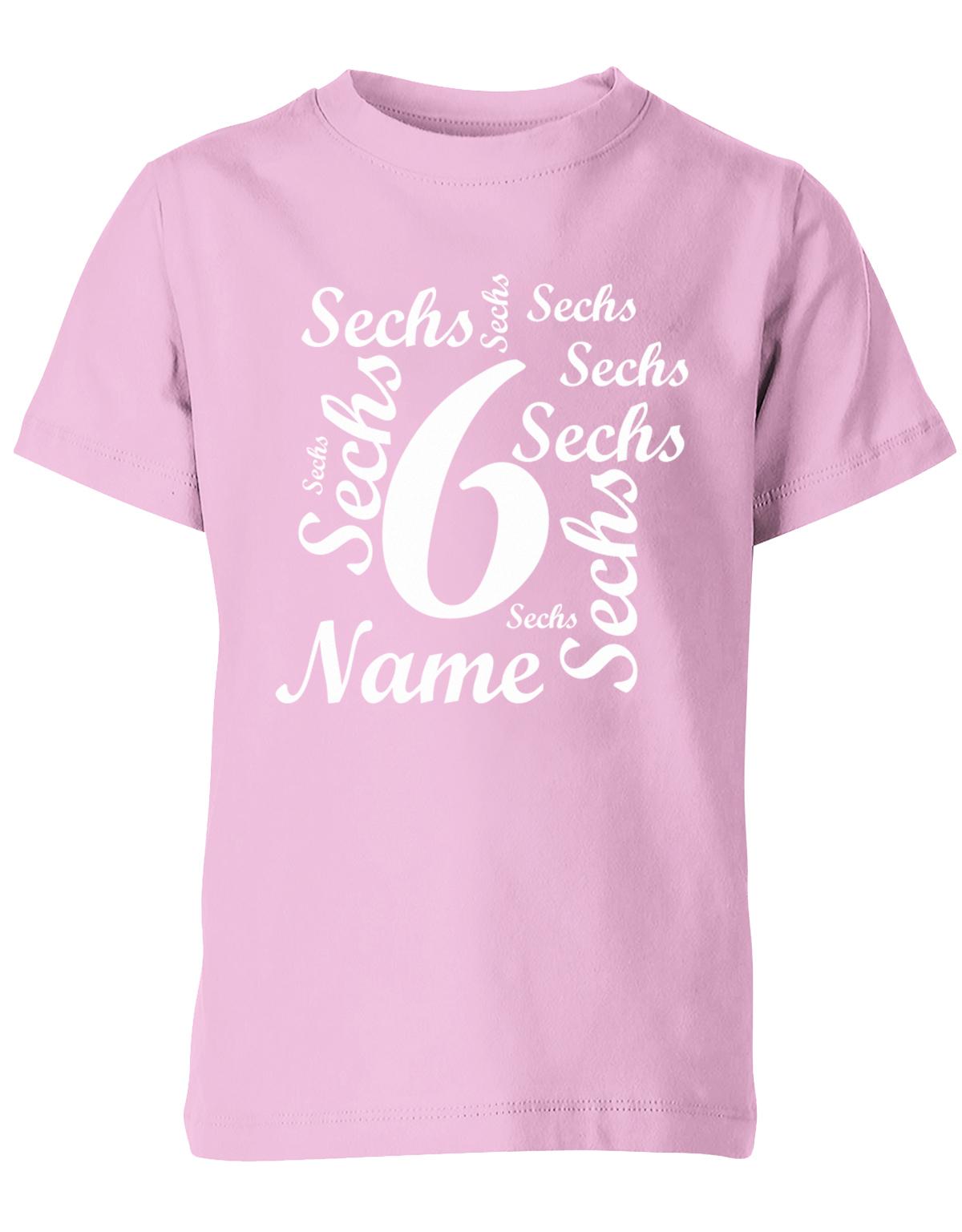 ich-bin-6-viele-sechsen-mit-name-geburtstag-kinder-shirt-rosa