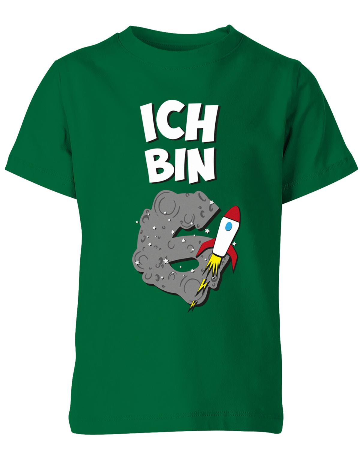 ich-bin-6-weltraum-rakete-planet-geburtstag-kinder-shirt-gruen