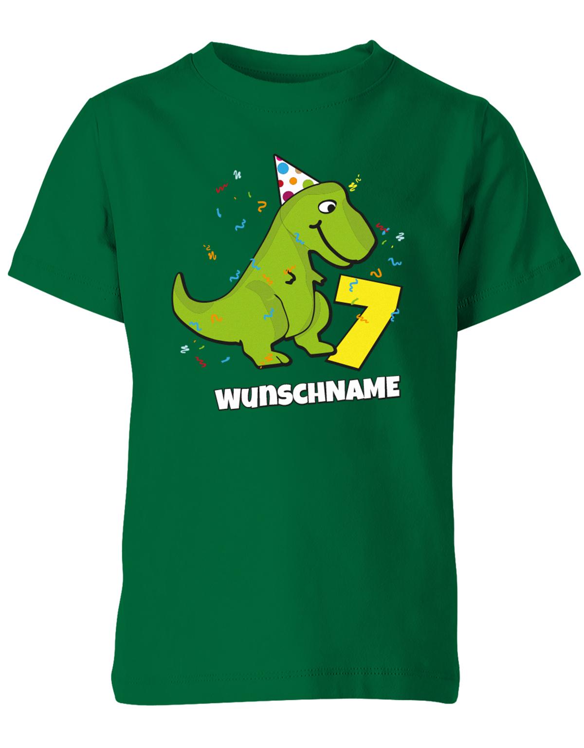 ich-bin-7-Dinosaurier-t-rex-wunschname-geburtstag-kinder-shirt-gruen