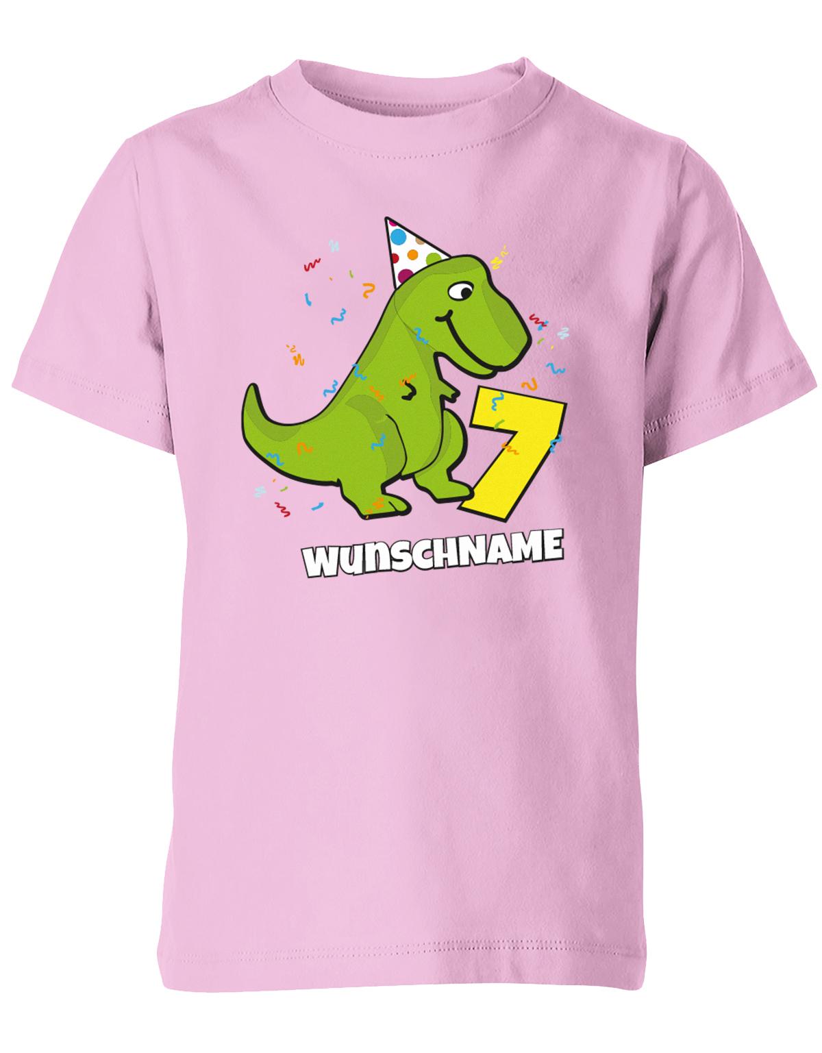 ich-bin-7-Dinosaurier-t-rex-wunschname-geburtstag-kinder-shirt-rosa