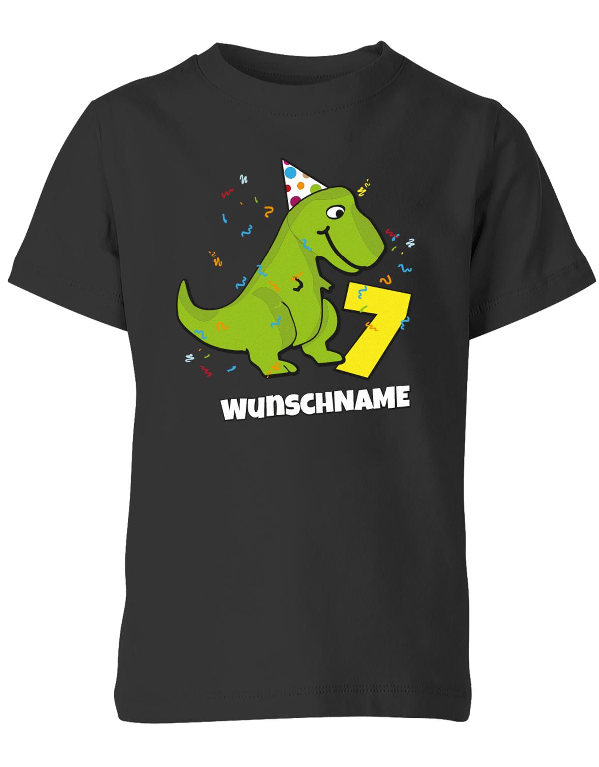 ich-bin-7-Dinosaurier-t-rex-wunschname-geburtstag-kinder-shirt-schwarz