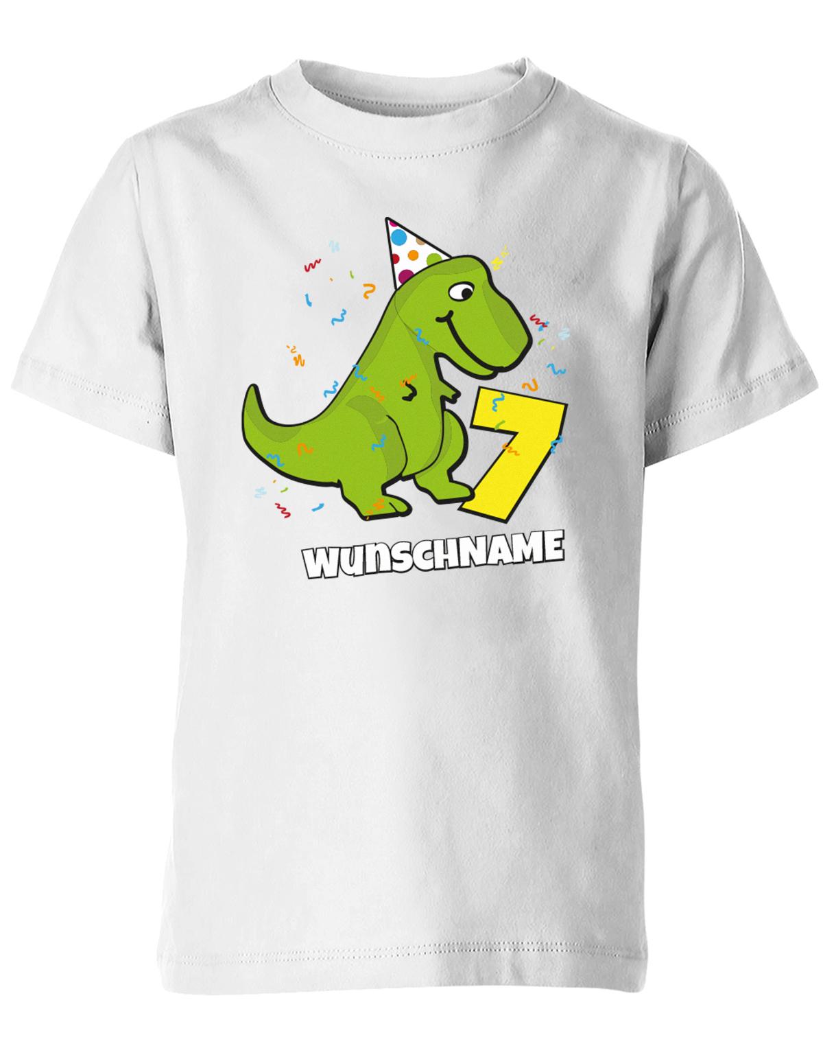 ich-bin-7-Dinosaurier-t-rex-wunschname-geburtstag-kinder-shirt-weiss