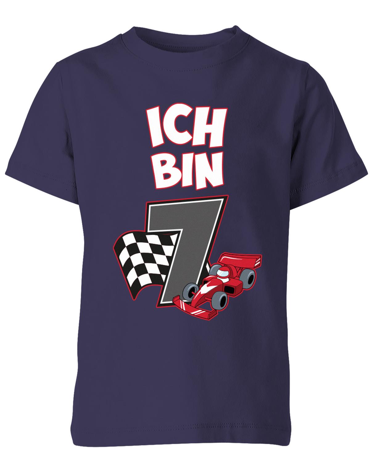 ich-bin-7-autorennen-rennwagen-geburtstag-rennfahrer-kinder-shirt-navy